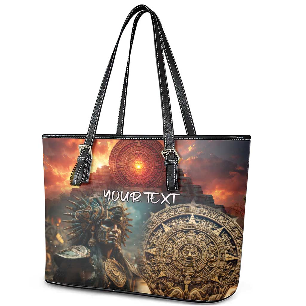 Personalized Mexican Aztec Warriors Leather Tote Bag LT18