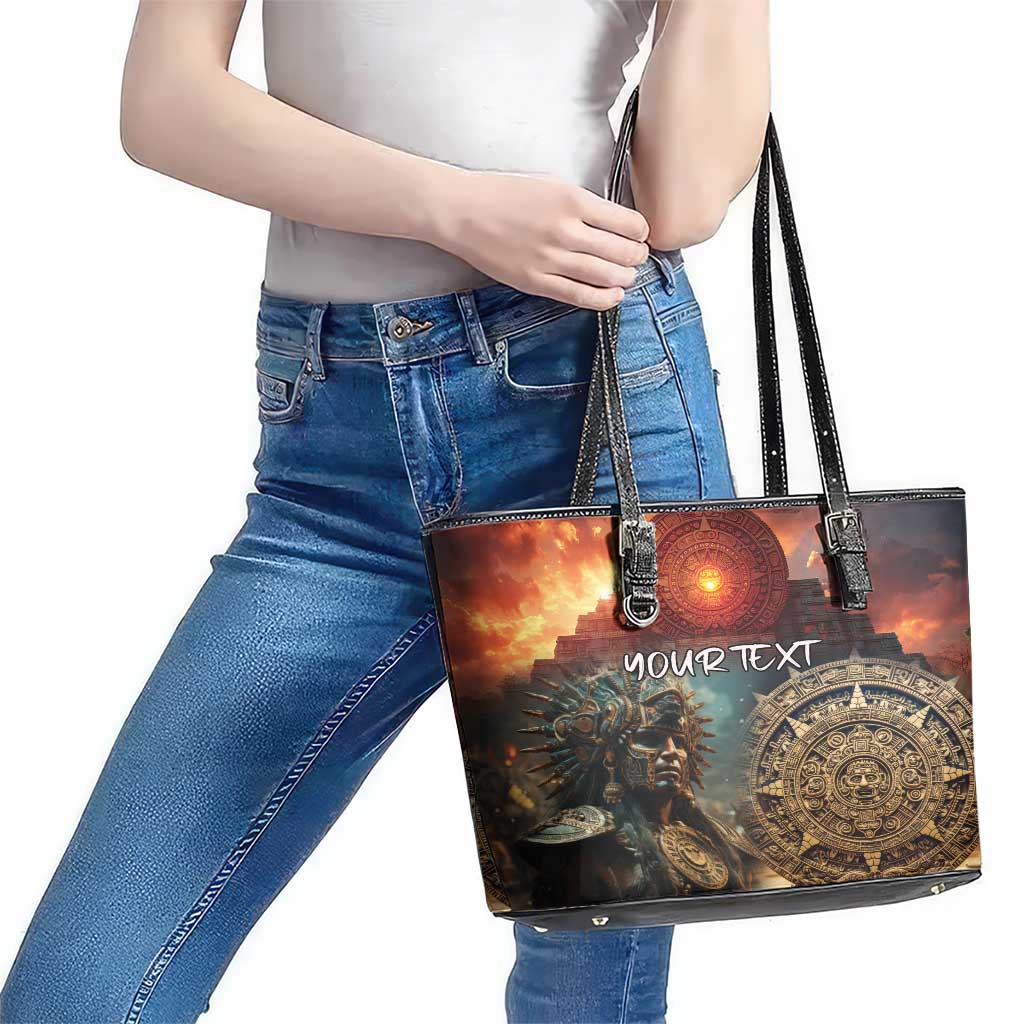Personalized Mexican Aztec Warriors Leather Tote Bag LT18