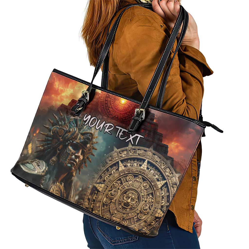 Personalized Mexican Aztec Warriors Leather Tote Bag LT18