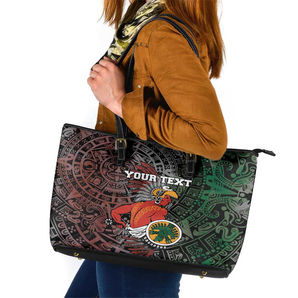 Personalized Mexican Tribal Aztec Warriors Leather Tote Bag Aztec Sun God LT18