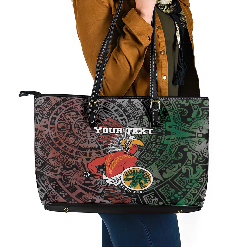 Personalized Mexican Tribal Aztec Warriors Leather Tote Bag Aztec Sun God LT18