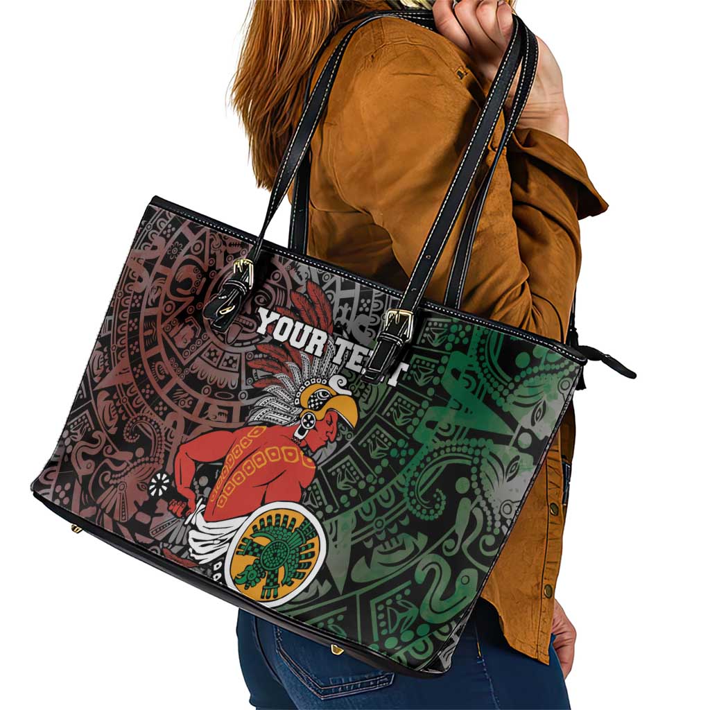 Personalized Mexican Tribal Aztec Warriors Leather Tote Bag Aztec Sun God LT18
