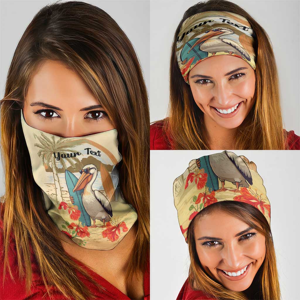 Personalized Saint Kitts And Nevis Neck Gaiter Brown Pelican Beach Vibe LT18