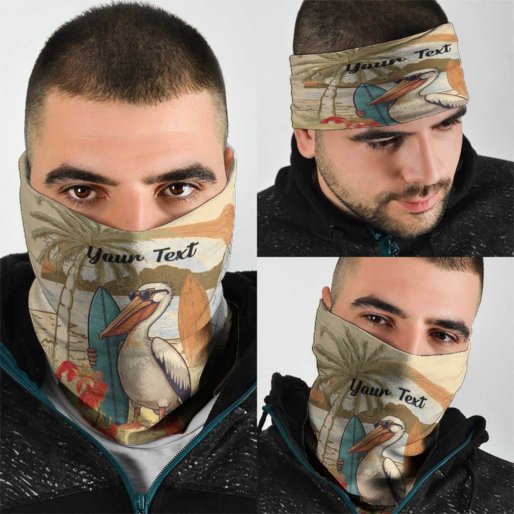 Personalized Saint Kitts And Nevis Neck Gaiter Brown Pelican Beach Vibe LT18