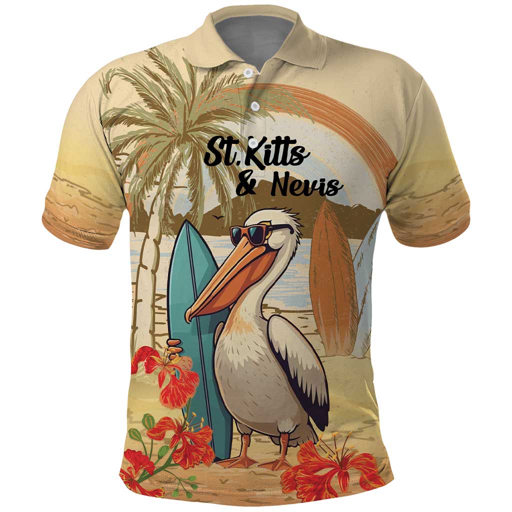 Personalized Saint Kitts And Nevis Polo Shirt Brown Pelican Beach Vibe LT18