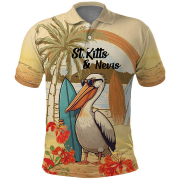 Personalized Saint Kitts And Nevis Polo Shirt Brown Pelican Beach Vibe LT18
