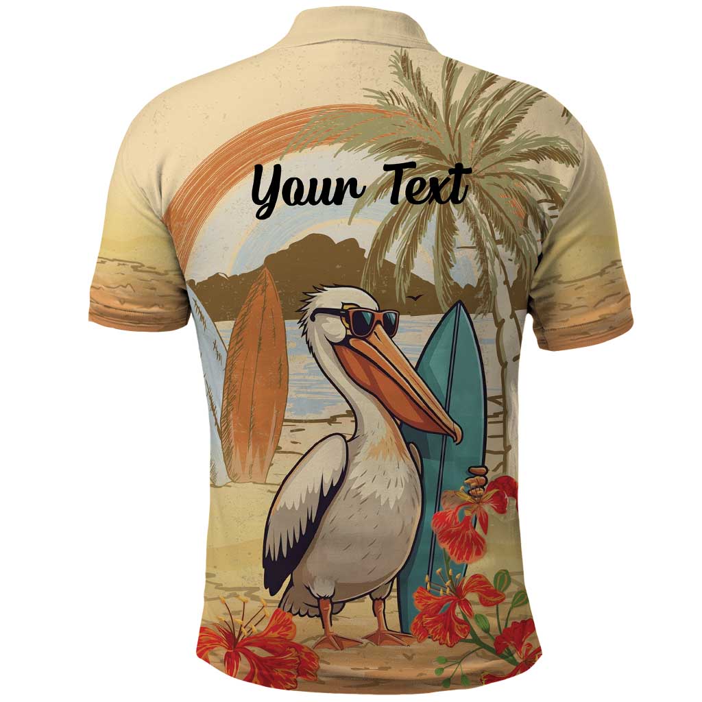 Personalized Saint Kitts And Nevis Polo Shirt Brown Pelican Beach Vibe LT18