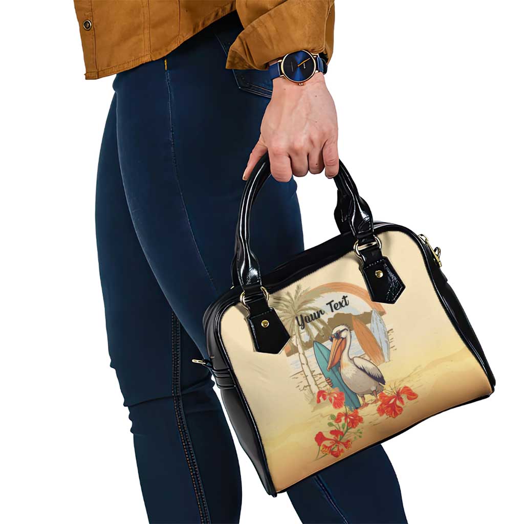 Personalized Saint Kitts And Nevis Shoulder Handbag Brown Pelican Beach Vibe LT18