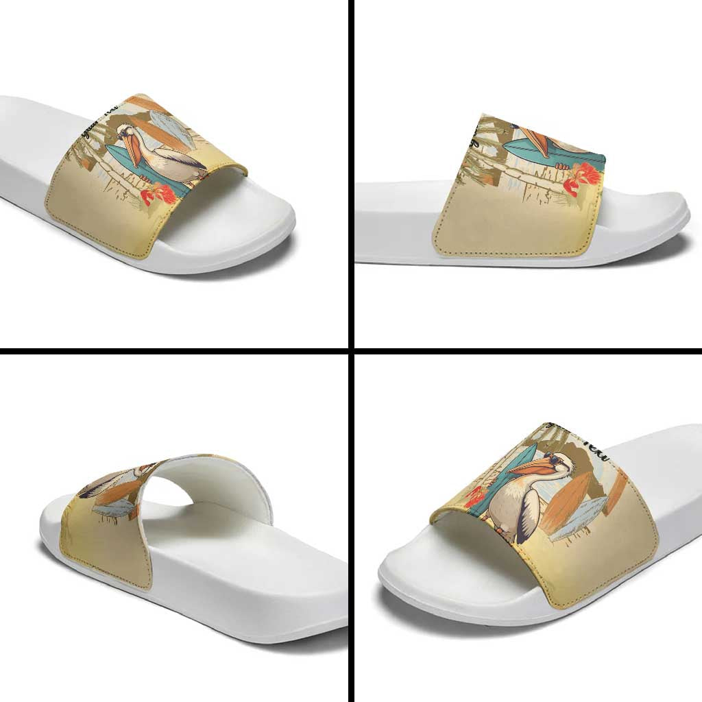 Personalized Saint Kitts And Nevis Slide Sandals Brown Pelican Beach Vibe LT18