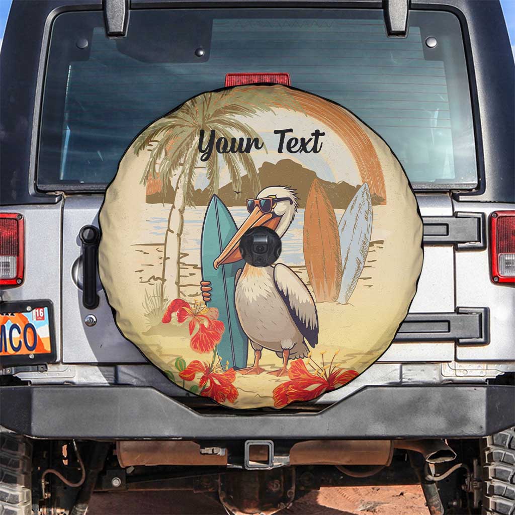 Personalized Saint Kitts And Nevis Spare Tire Cover Brown Pelican Beach Vibe LT18