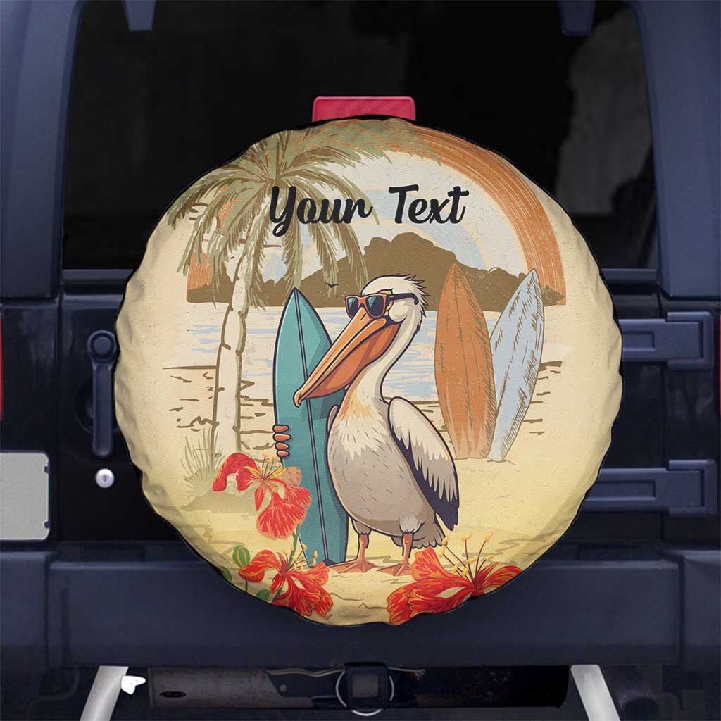 Personalized Saint Kitts And Nevis Spare Tire Cover Brown Pelican Beach Vibe LT18