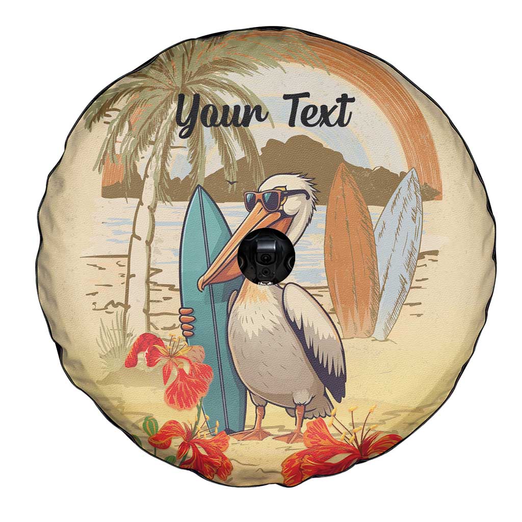 Personalized Saint Kitts And Nevis Spare Tire Cover Brown Pelican Beach Vibe LT18