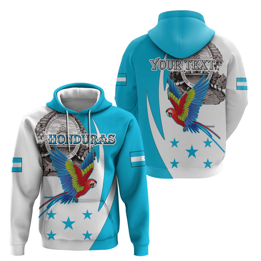 Personalized Honduras Independence Day Hoodie Scarlet Macaw With Coat Of Arms LT18