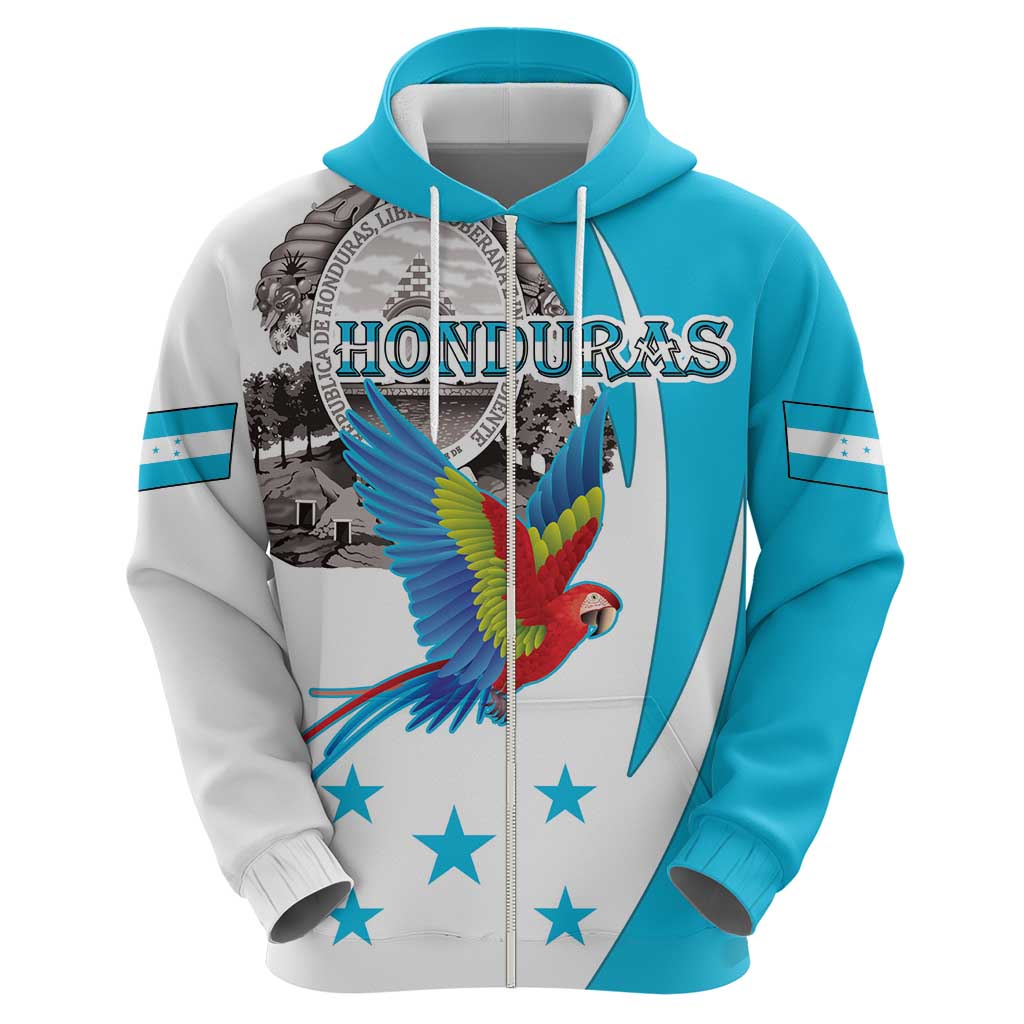 Personalized Honduras Independence Day Hoodie Scarlet Macaw With Coat Of Arms LT18