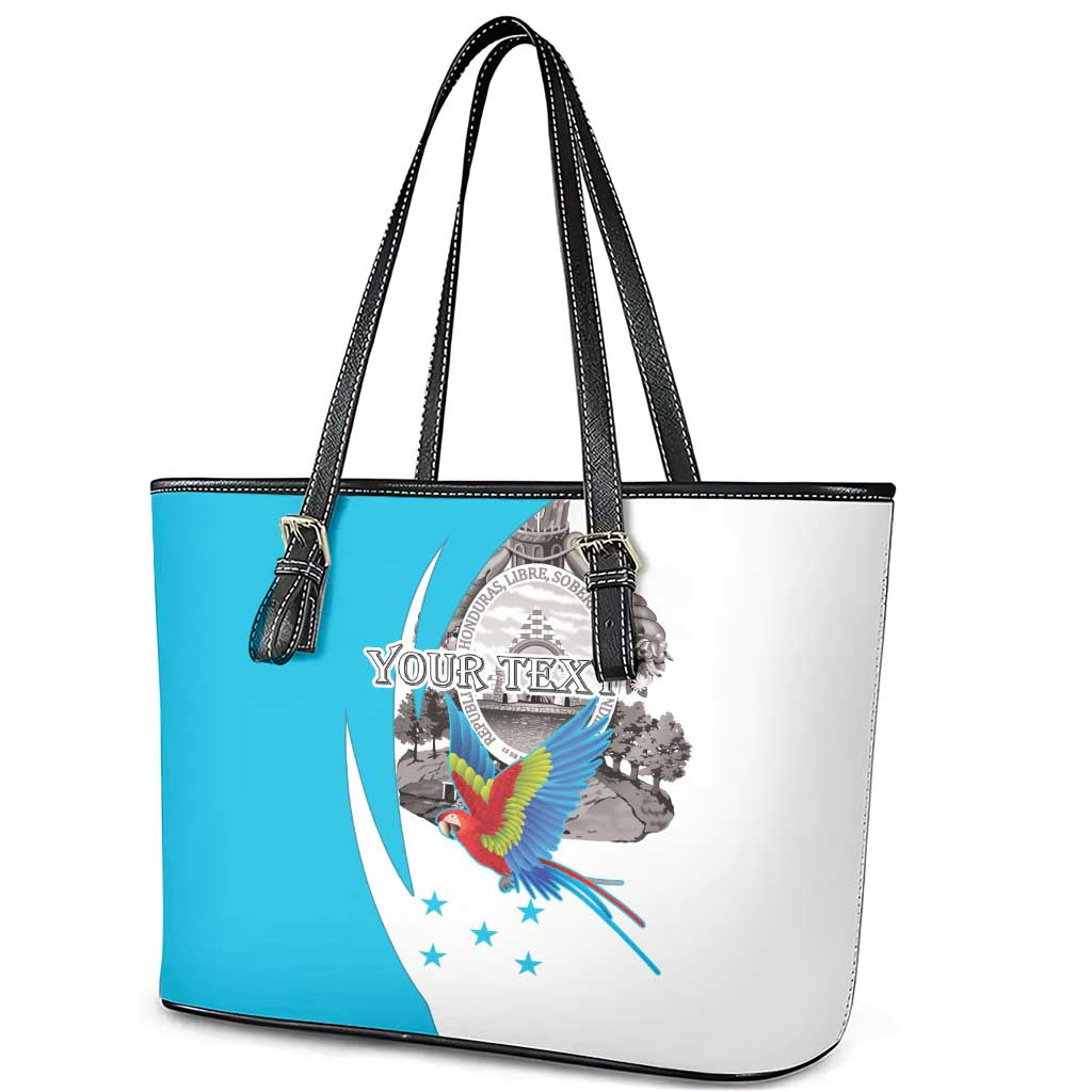 Personalized Honduras Independence Day Leather Tote Bag Scarlet Macaw With Coat Of Arms LT18