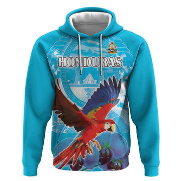 Custom Honduras Independence Day Hoodie Scarlet Macaw With Orchid Flower LT18