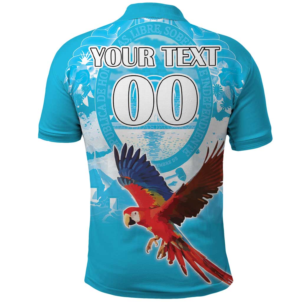 Custom Honduras Independence Day Polo Shirt Scarlet Macaw With Orchid Flower LT18