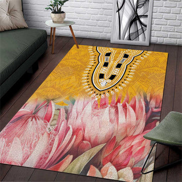 Africa Dashiki Area Rug King Protea Floral Motif Patterns LT18