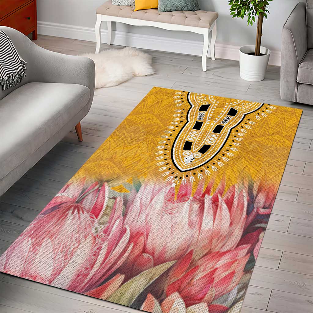 Africa Dashiki Area Rug King Protea Floral Motif Patterns LT18