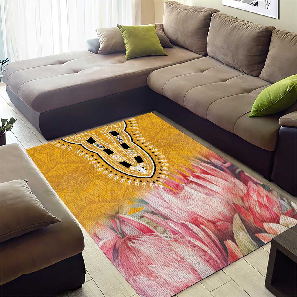 Africa Dashiki Area Rug King Protea Floral Motif Patterns LT18