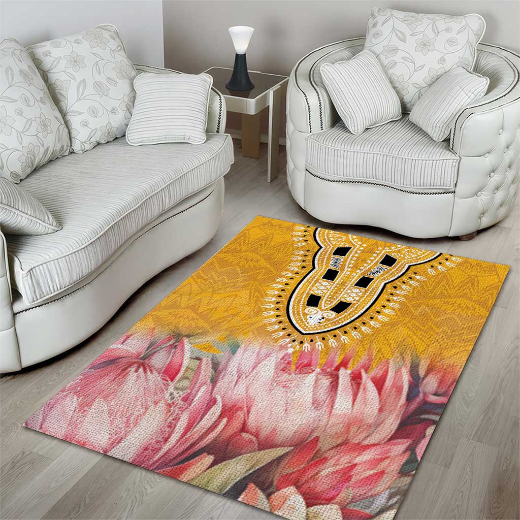 Africa Dashiki Area Rug King Protea Floral Motif Patterns LT18