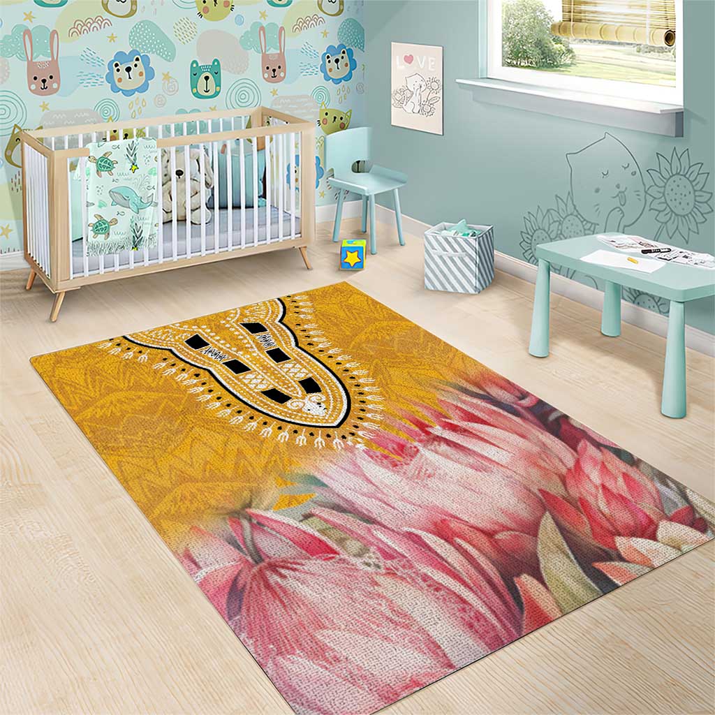 Africa Dashiki Area Rug King Protea Floral Motif Patterns LT18
