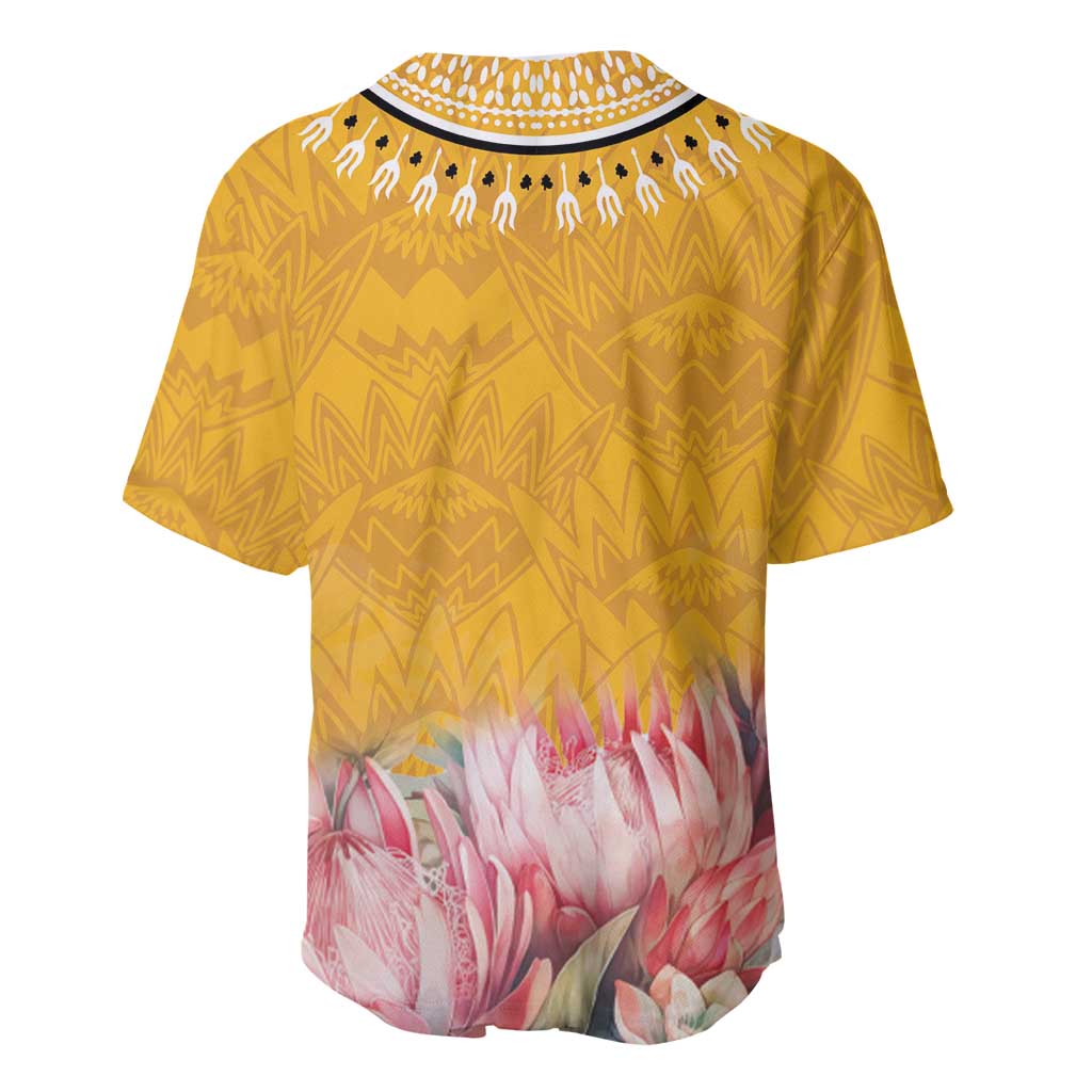 Africa Dashiki Baseball Jersey King Protea Floral Motif Patterns LT18