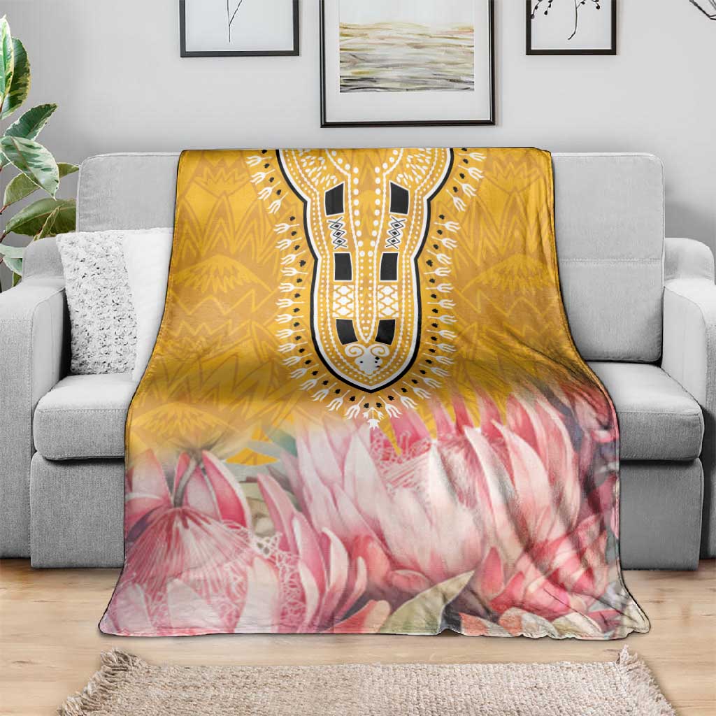 Africa Dashiki Blanket King Protea Floral Motif Patterns LT18
