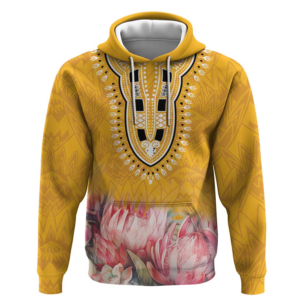Africa Dashiki Hoodie King Protea Floral Motif Patterns LT18
