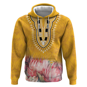 Africa Dashiki Hoodie King Protea Floral Motif Patterns LT18