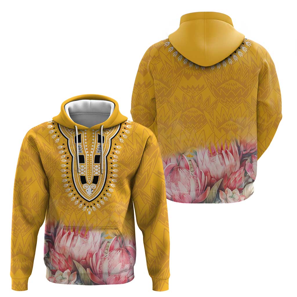 Africa Dashiki Hoodie King Protea Floral Motif Patterns LT18