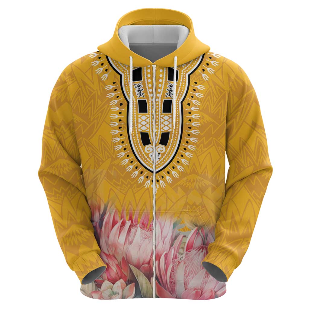 Africa Dashiki Hoodie King Protea Floral Motif Patterns LT18