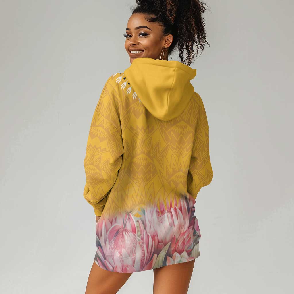 Africa Dashiki Hoodie Dress King Protea Floral Motif Patterns LT18