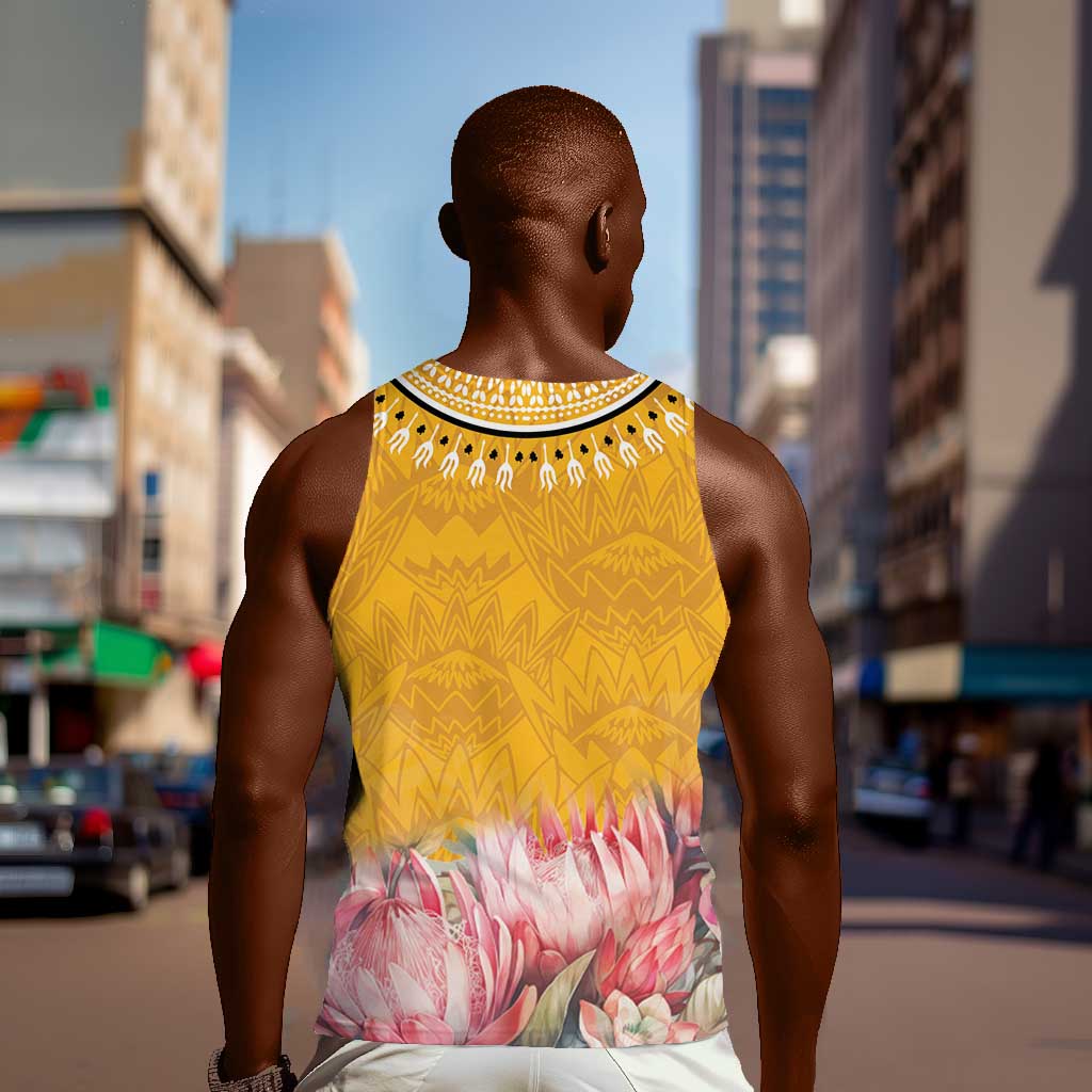 Africa Dashiki Men Tank Top King Protea Floral Motif Patterns LT18
