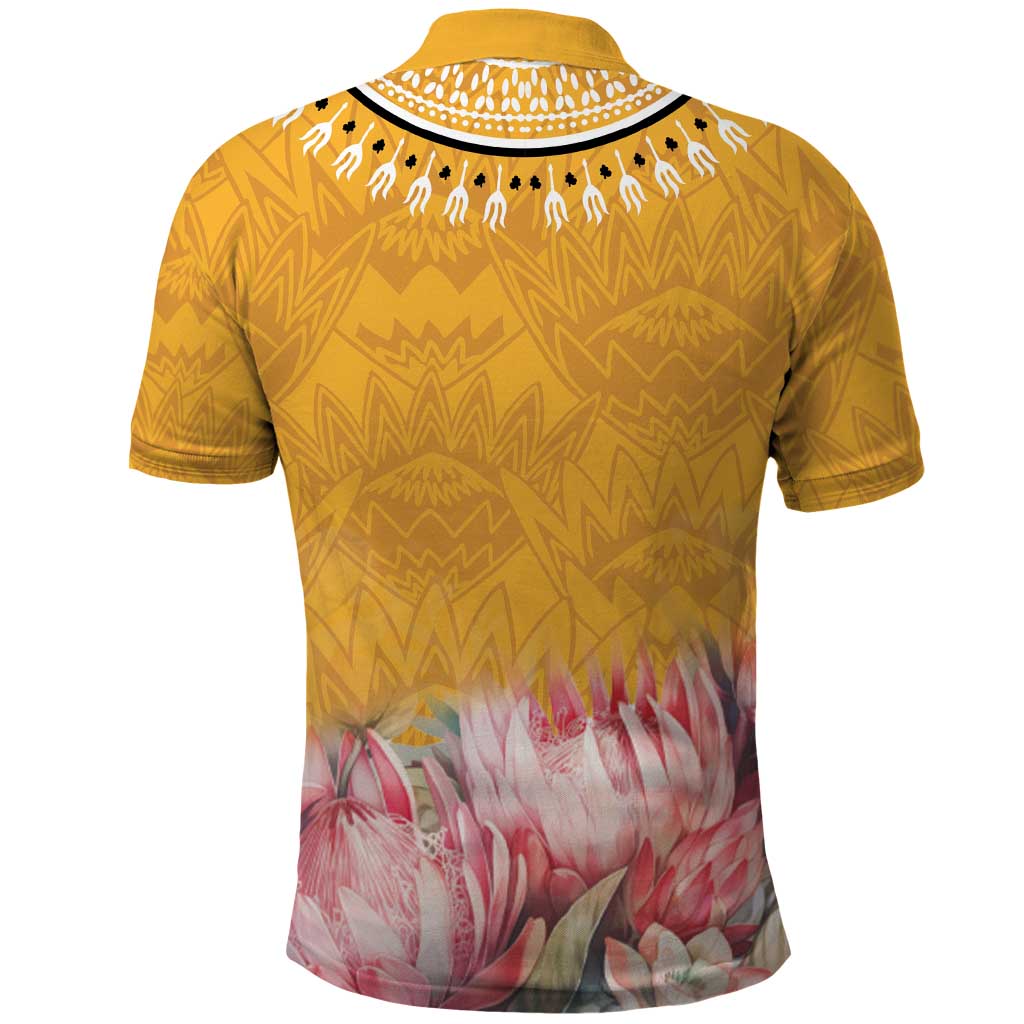 Africa Dashiki Polo Shirt King Protea Floral Motif Patterns LT18