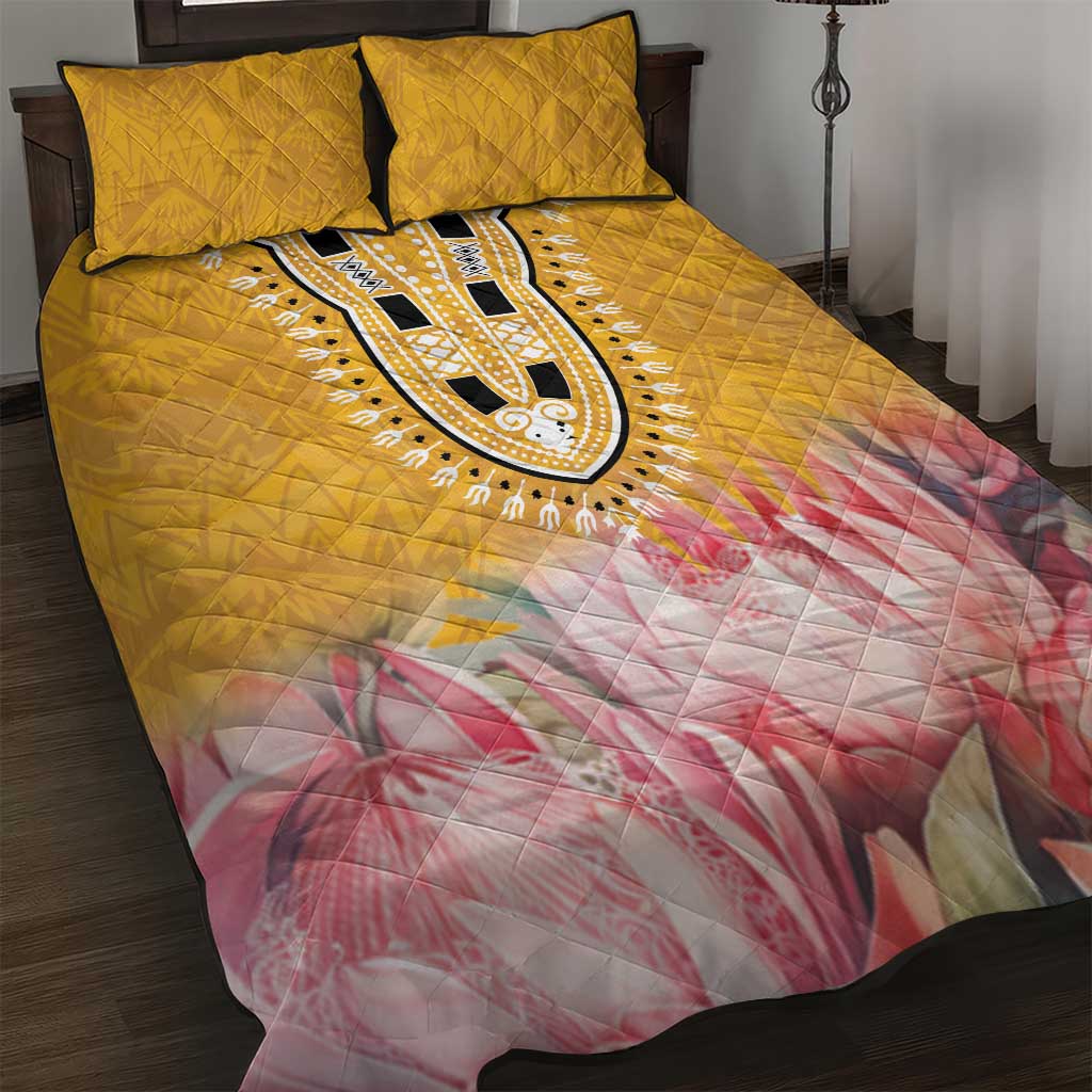 Africa Dashiki Quilt Bed Set King Protea Floral Motif Patterns LT18