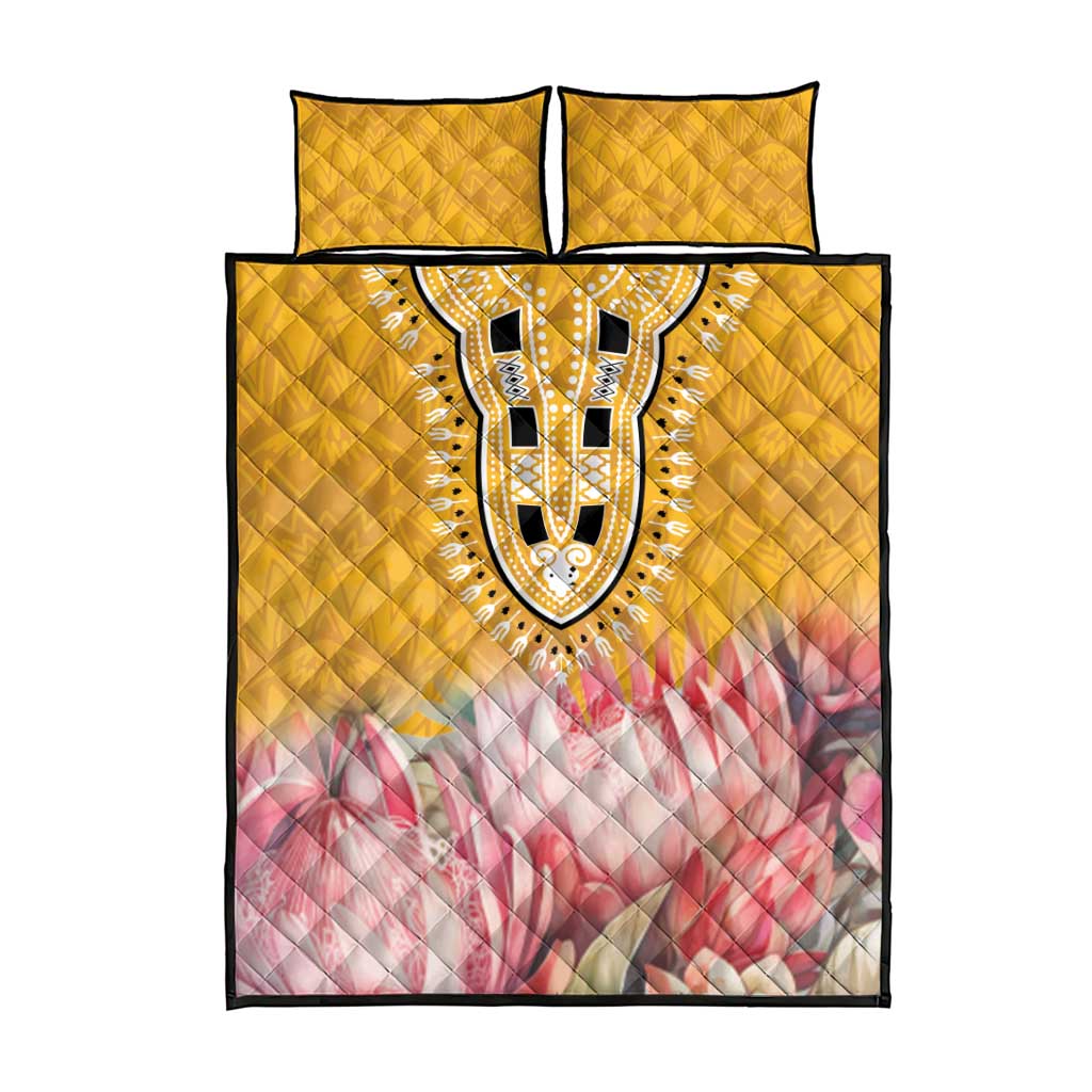 Africa Dashiki Quilt Bed Set King Protea Floral Motif Patterns LT18