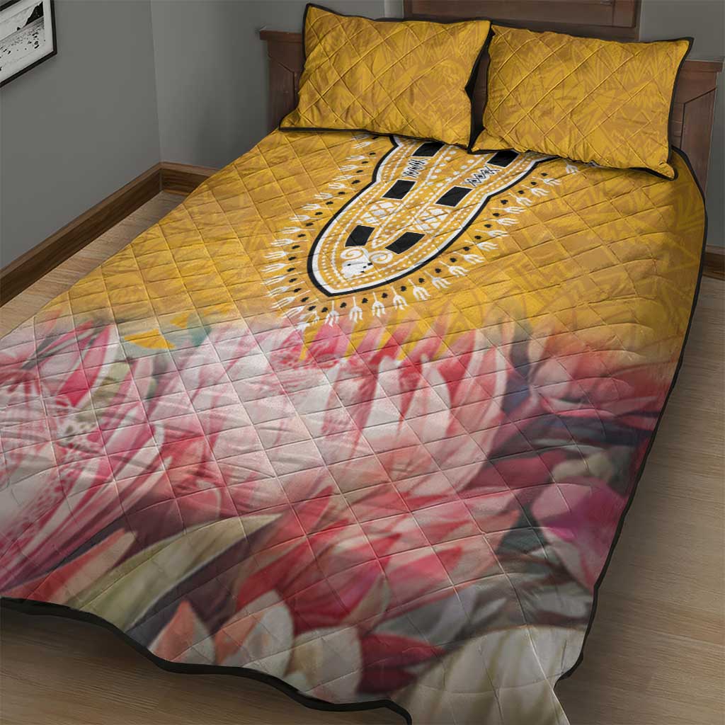 Africa Dashiki Quilt Bed Set King Protea Floral Motif Patterns LT18