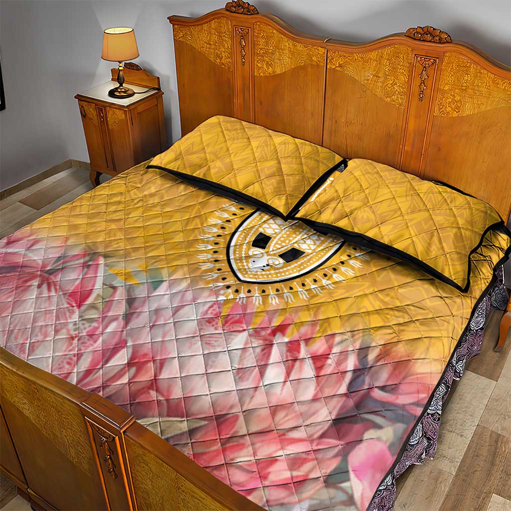 Africa Dashiki Quilt Bed Set King Protea Floral Motif Patterns LT18
