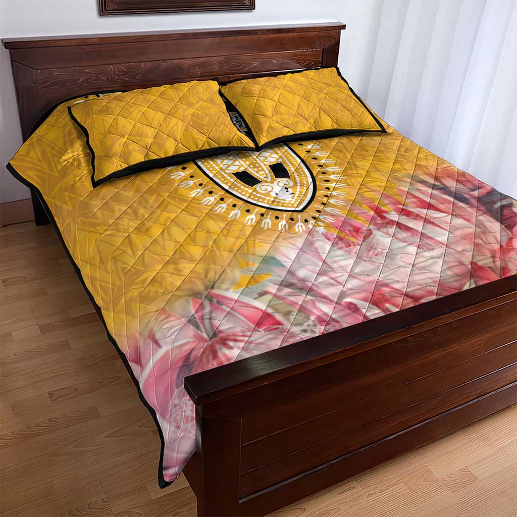 Africa Dashiki Quilt Bed Set King Protea Floral Motif Patterns LT18