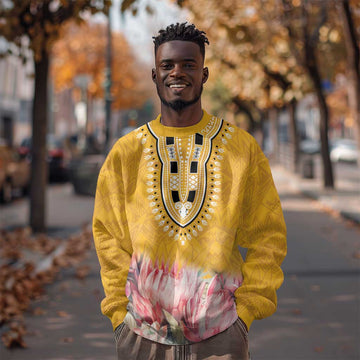 Africa Dashiki Sweatshirt King Protea Floral Motif Patterns LT18