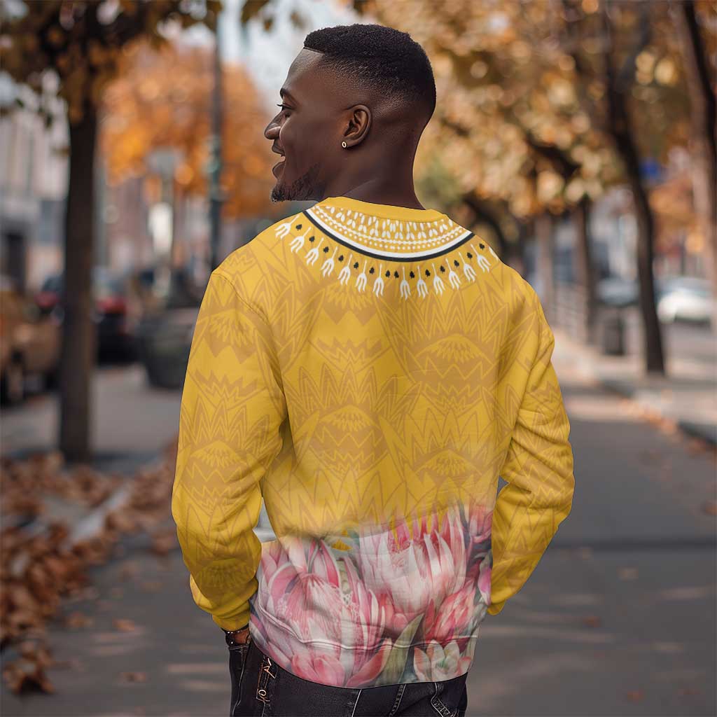 Africa Dashiki Sweatshirt King Protea Floral Motif Patterns LT18