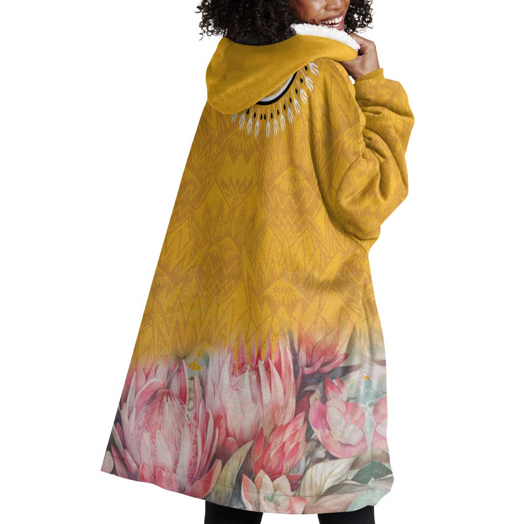 Africa Dashiki Wearable Blanket Hoodie King Protea Floral Motif Patterns LT18