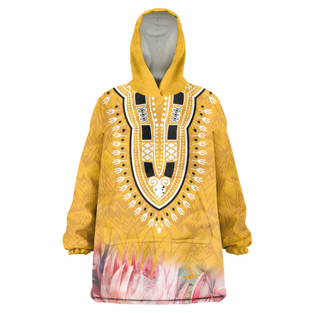 Africa Dashiki Wearable Blanket Hoodie King Protea Floral Motif Patterns LT18