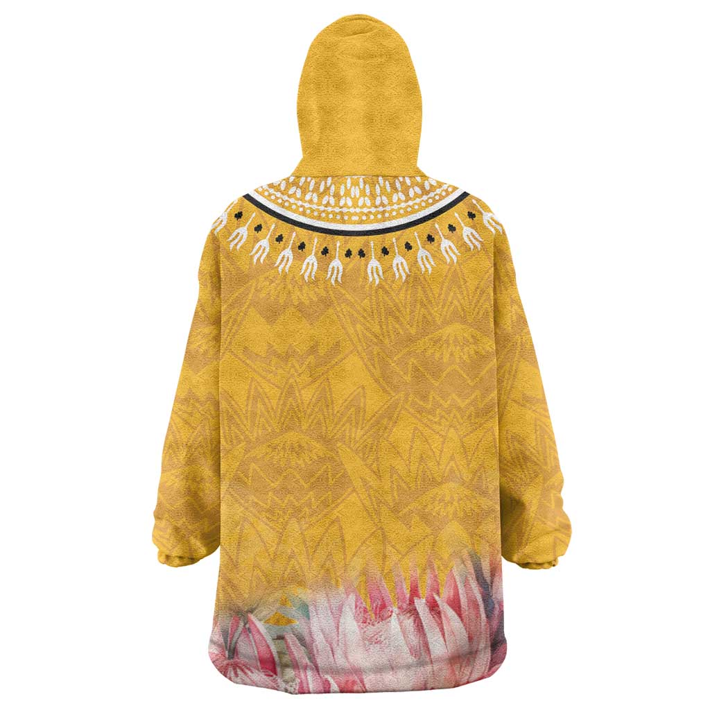 Africa Dashiki Wearable Blanket Hoodie King Protea Floral Motif Patterns LT18