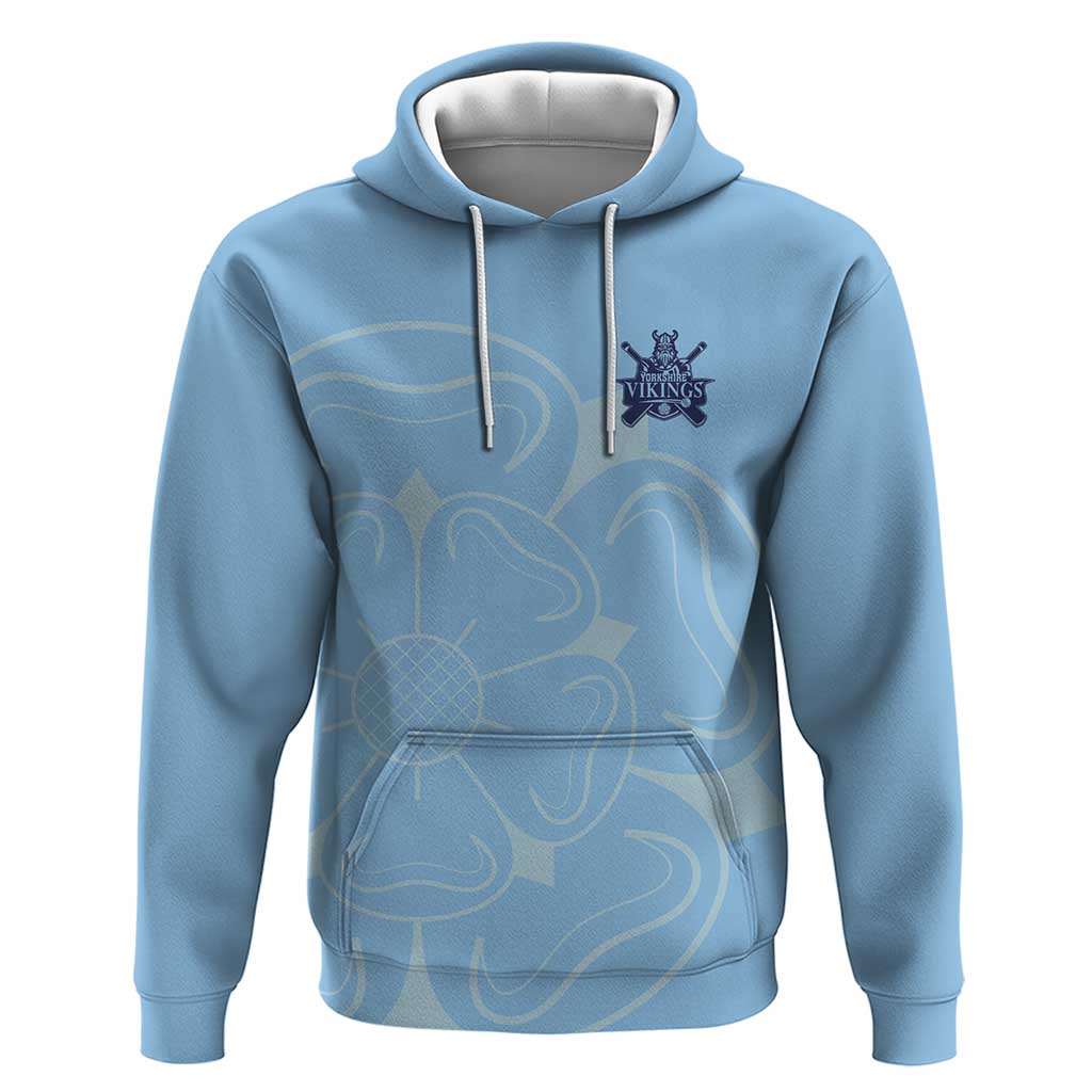 Custom Yorkshire Viking Spirit Hoodie White Rose of York Blue Version LT18