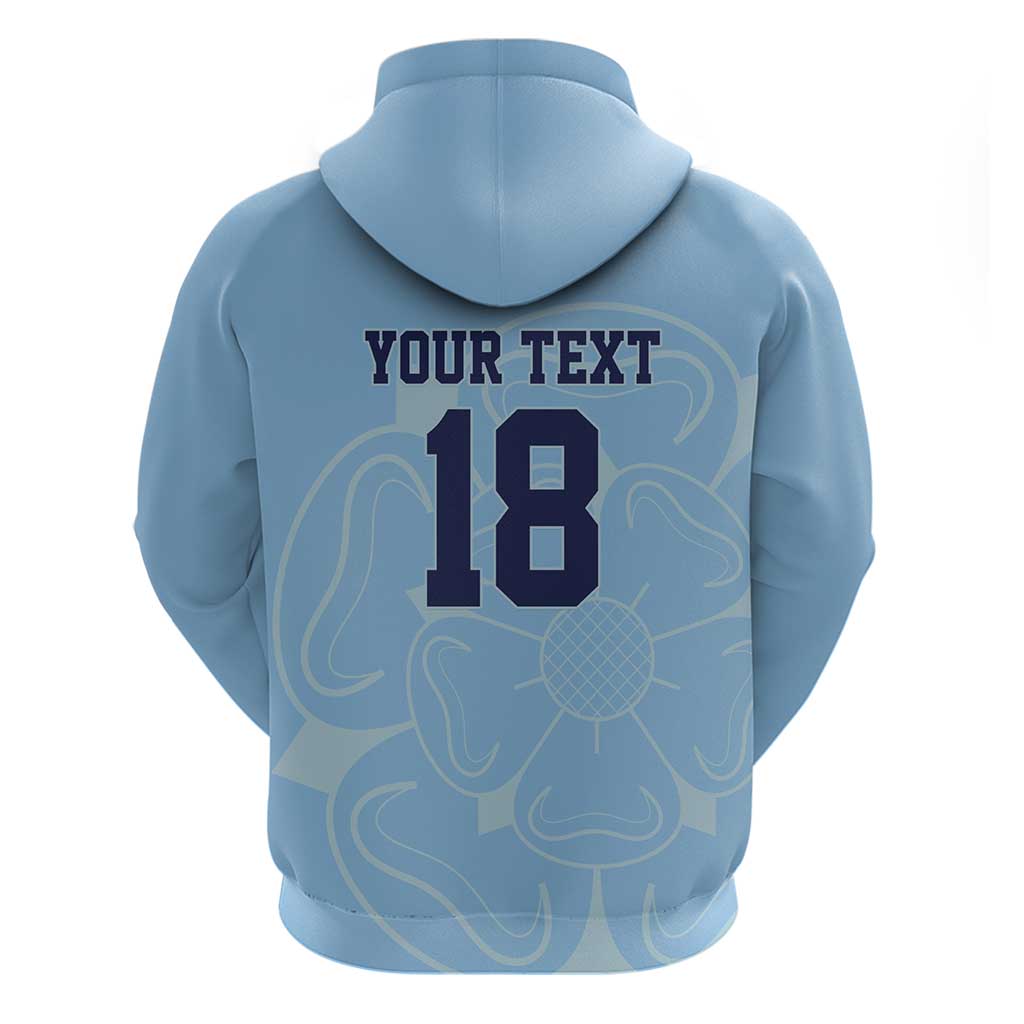 Custom Yorkshire Viking Spirit Hoodie White Rose of York Blue Version LT18