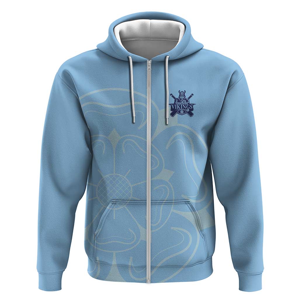 Custom Yorkshire Viking Spirit Hoodie White Rose of York Blue Version LT18