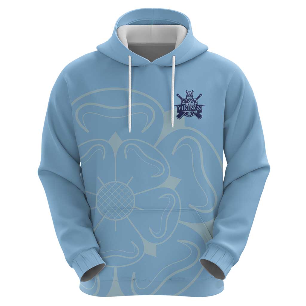 Custom Yorkshire Viking Spirit Hoodie White Rose of York Blue Version LT18