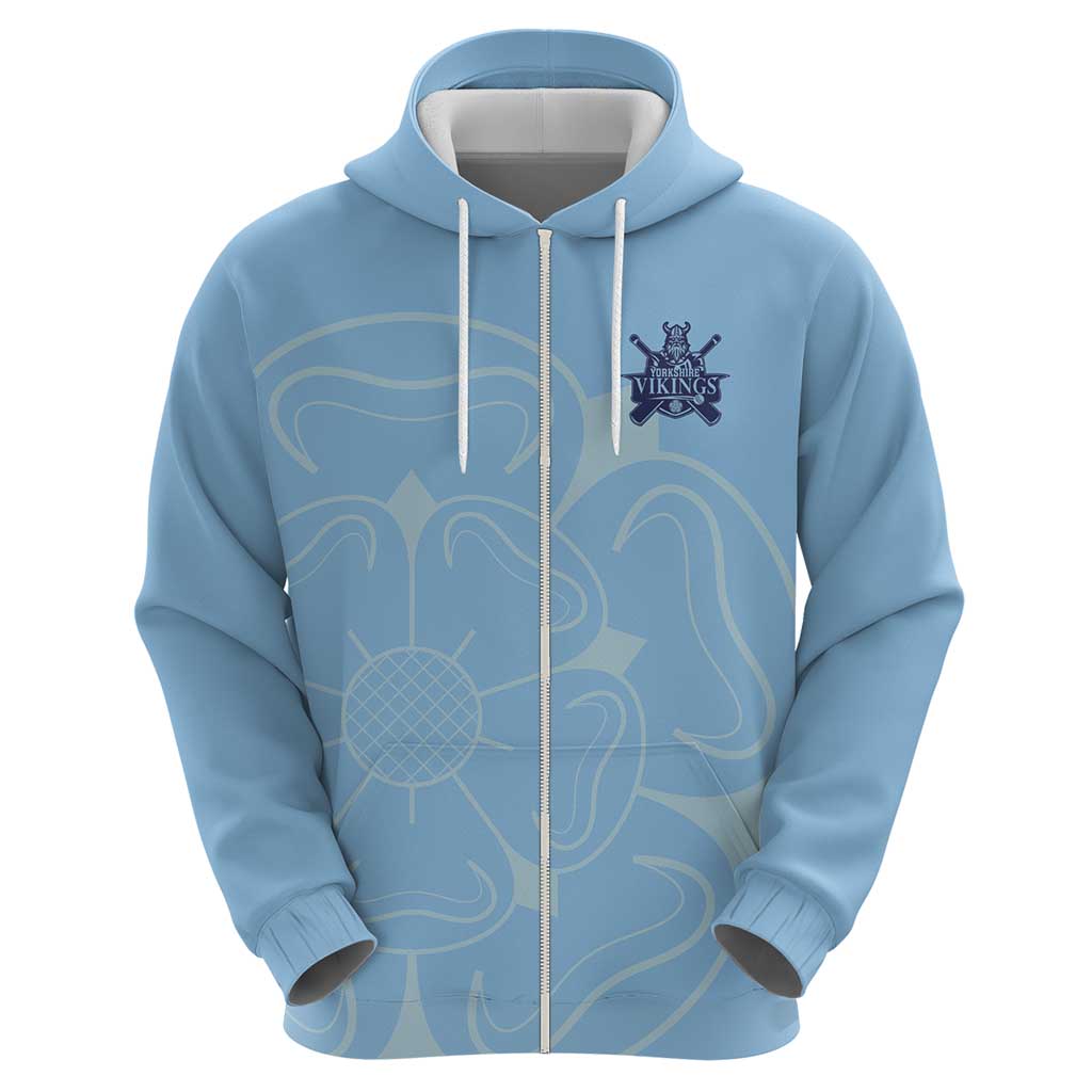 Custom Yorkshire Viking Spirit Hoodie White Rose of York Blue Version LT18